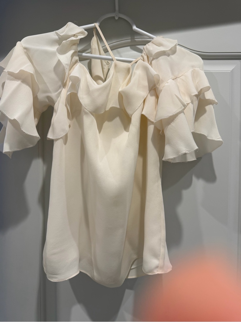 Parker Cream Ruffle Off-Shoulder Blouse